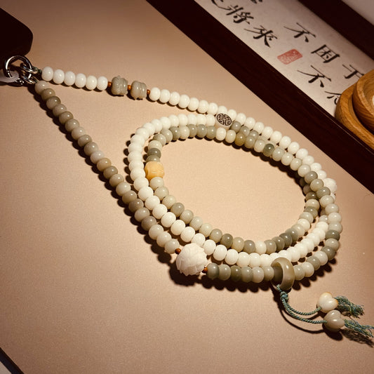 Zen Bodhi Beaded Crossbody Phone Strap Oriental-Inspired Wooden & Bodhi Bead Phone Necklace, 120 cm / 47 in