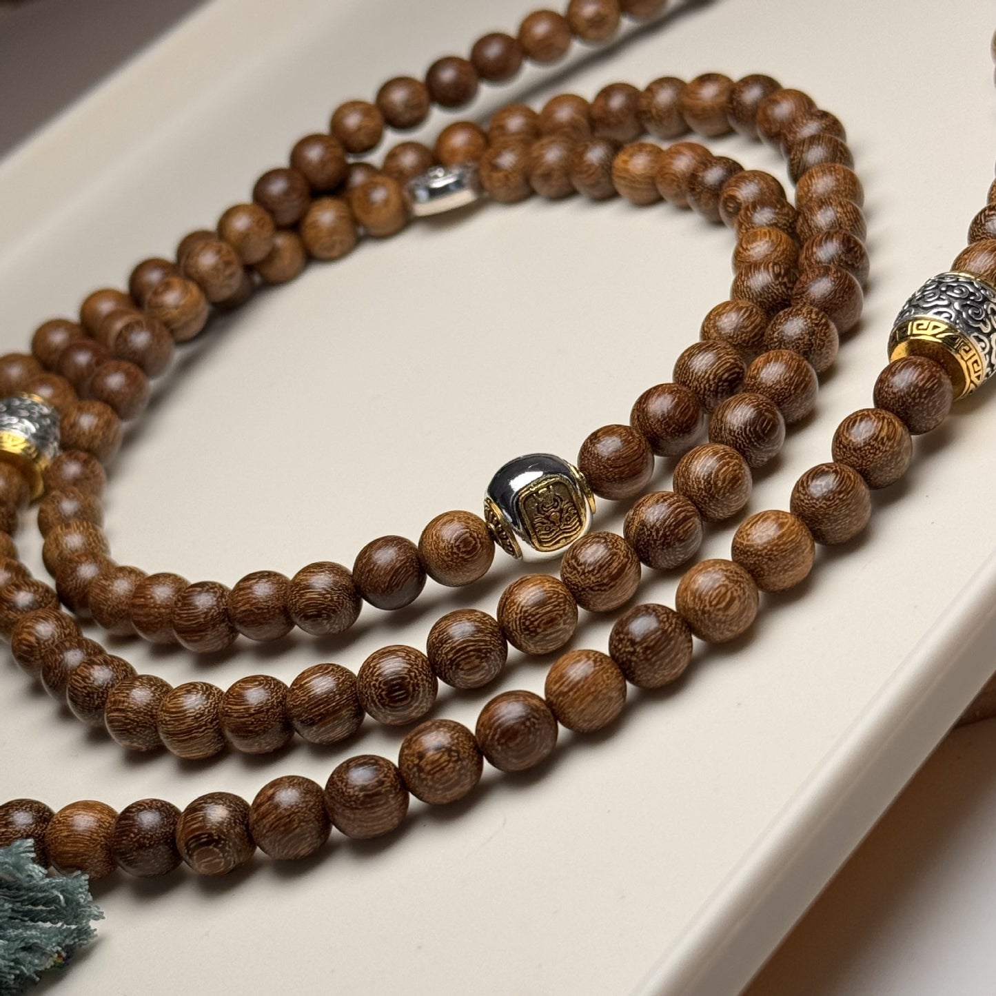 Golden Sandalwood & Agate Crossbody Phone Strap Multi-Use Wooden Beaded Phone Chain, 120 cm / 47 in