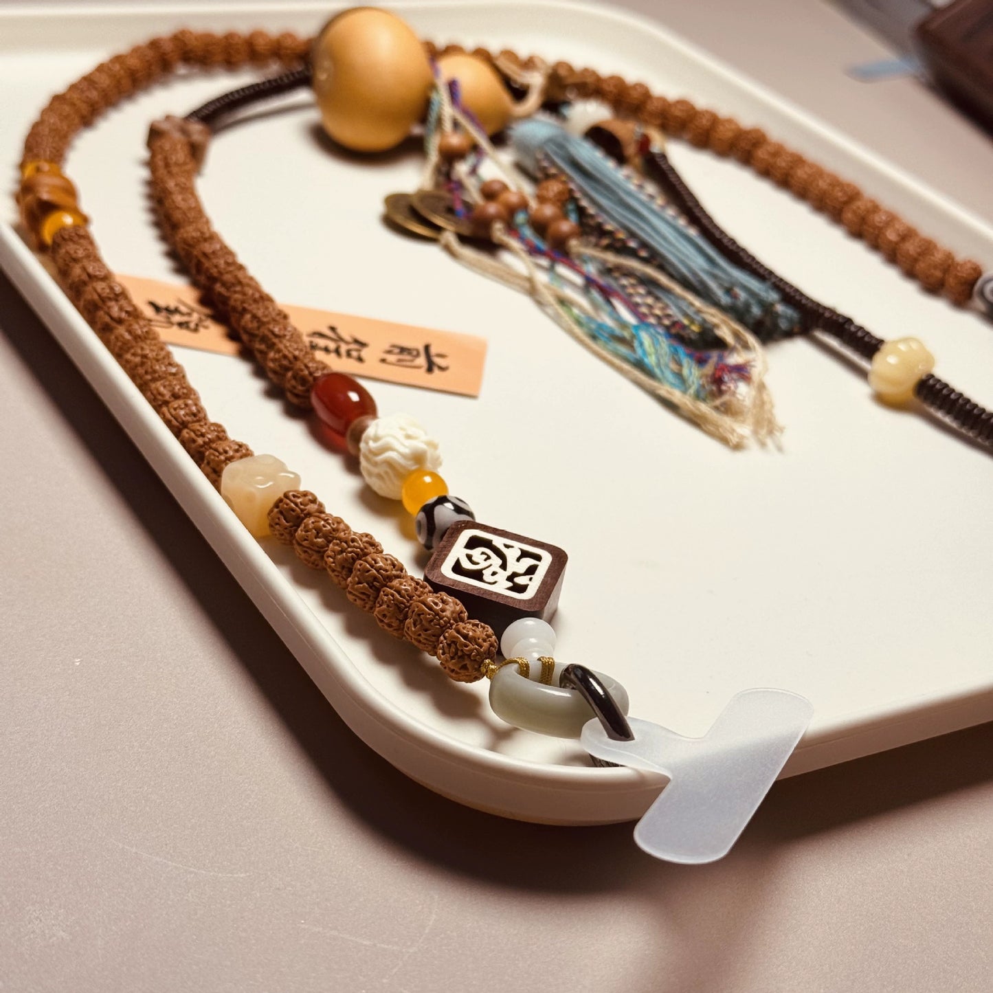 Handcrafted Bodhi Seed Lion Crossbody Strap 120 cm / 47 in